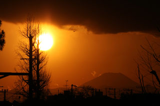 富士山に沈む夕日