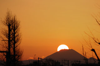富士山に沈む夕日（２）